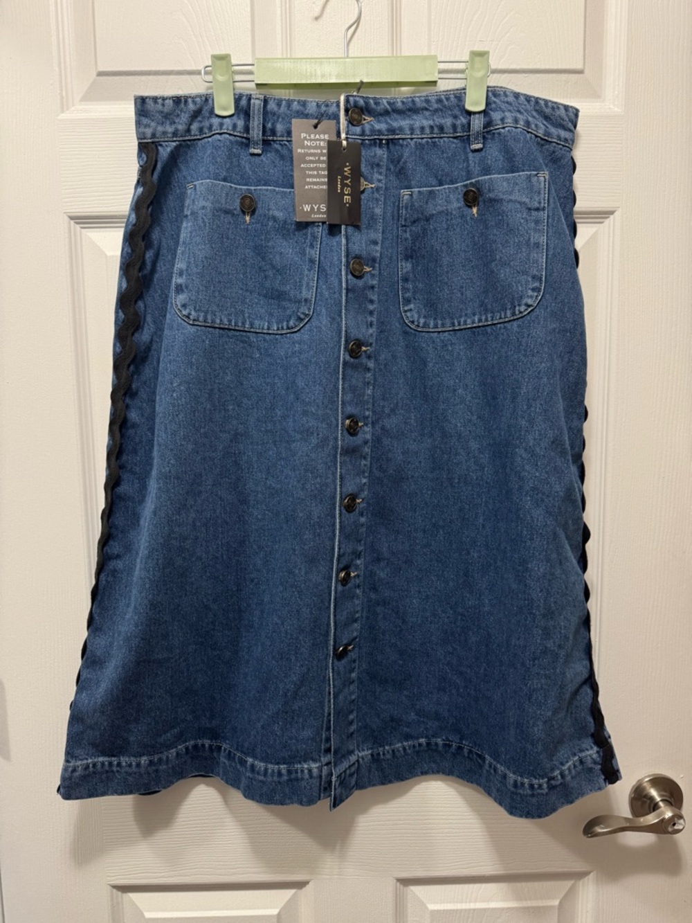 NWT WYSE London Ric Rac Denim Skirt Midi Size 33